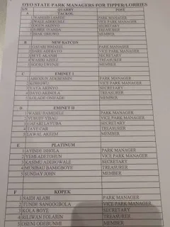 Full-List: Oyo releases names of park managers, others