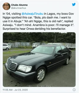 Ngige begged Tinubu for a car in 2004—Former aide