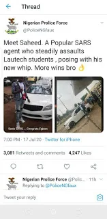 Reactions as Popular SARS officer in Ogbomoso bought new car