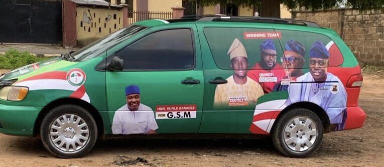Hon. Bankole brands bus for PDP campaign in Ogbomoso