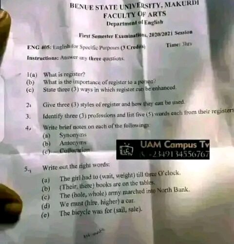 Benue varsity cancels final year exam over ‘cheap questions’