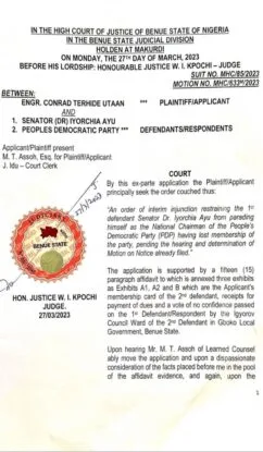 BREAKING: Court restrains Iyorchia Ayu from parading self as PDP national chairman 
