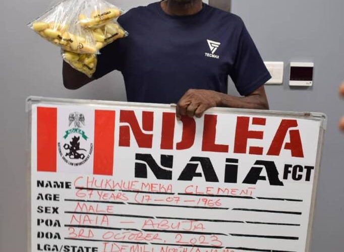 NDLEA arrests 67-year-old man for ingesting 100 wraps of cocaine