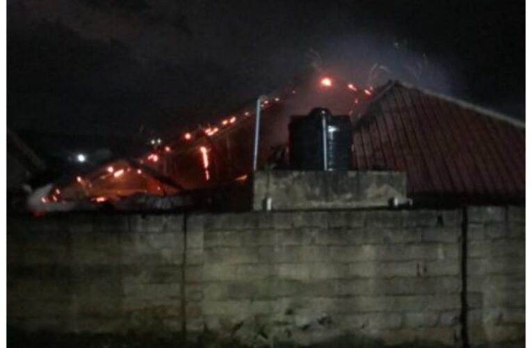 PHOTOS: Fire Razes Residence Of Man Caught With Human Parts In Ibadan 