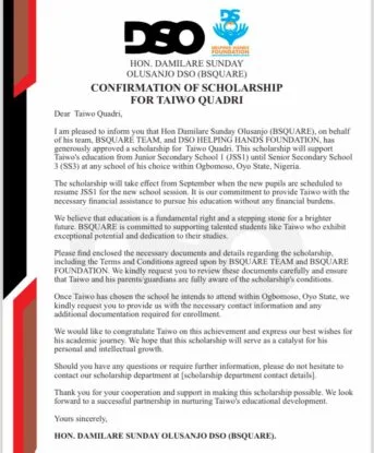 Excitement as BSQUARE awards scholarship to indigent students in Ogbomoso North 