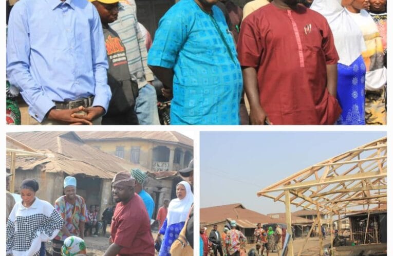 PHOTOS: Excitement as Ex-Oyo Commissioner, Afonja reconstructs burnt shops in Ogbomoso