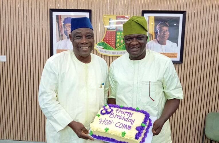Oyo Deputy Gov felicitates with Estab Comm. Niyi Adebisi on birthday