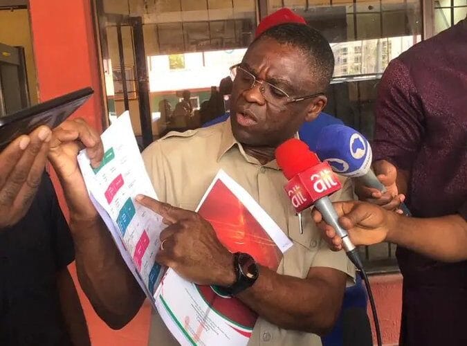 ‘Court will decide’: Shaibu arrives PDP HQs, demands Certificate of return 