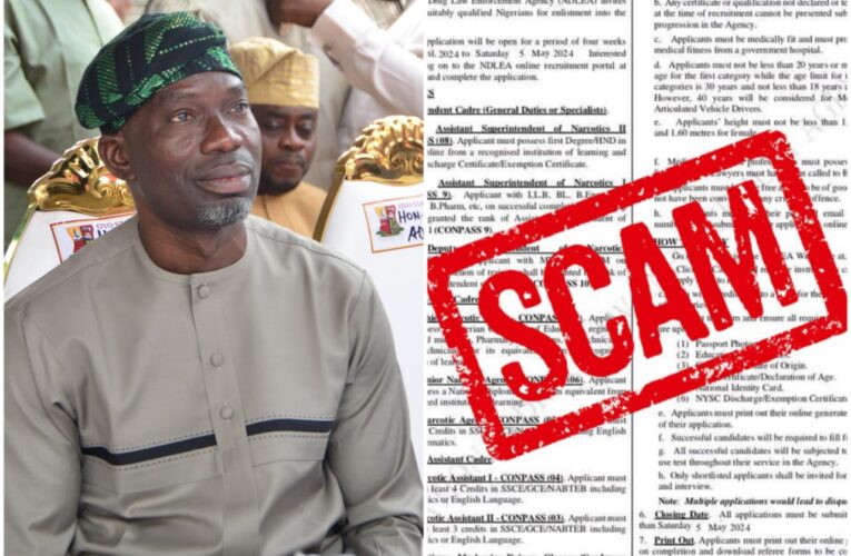 Scam Alert: Agboworin Warns Against Fake Recruitment Advert In NDLEA