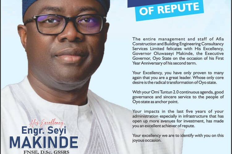 One-Yr Anniversary: You remain an Excellent Achiever of Repute— CEO Afia Construction, Mogaji Adanla felicitates Gov. Makinde