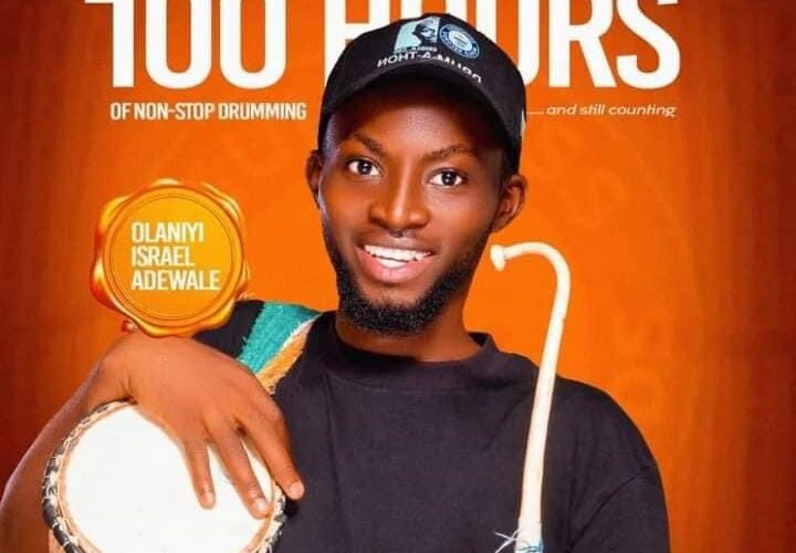 Non-Stop-Drumming: Saki-born Israel Reaches 100 Hours, Eyes World Record with 50 Hours Left