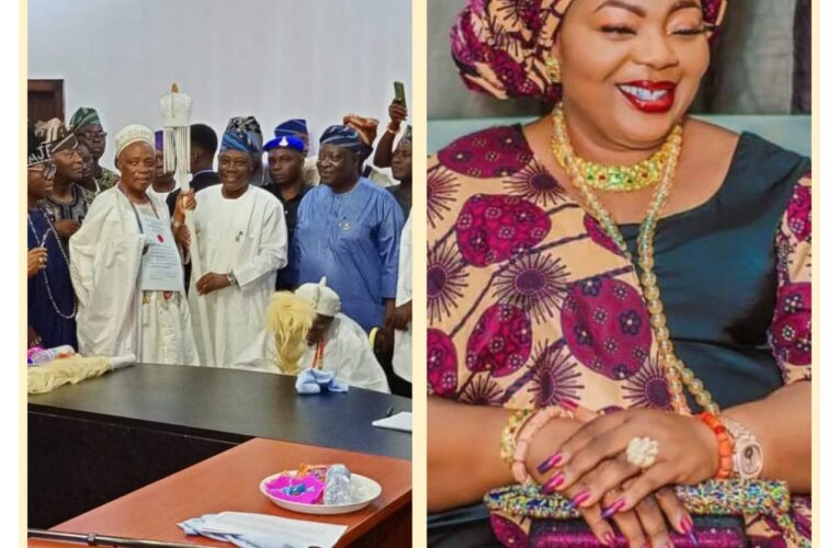 A New Era Begins: Oyo Market Leader, Princess Abeo Congratulates Ladoja On Olubadan Ceremonial Crown