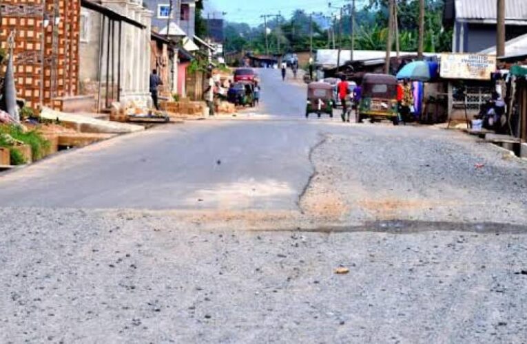 Abia State Road Commissioned Last Year Already Washing Off