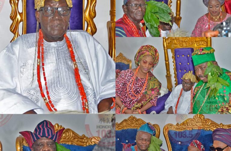 Ona Ara LG Chair, Dr. Temitope GLORIOUS Felicitates with Oba Tajudeen Ajibola, Other Newly Elevated Obas and High Chiefs of Ibadanland 