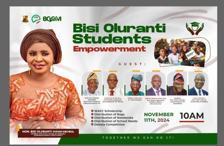PHOTOS: Excitement as Oyo lawmaker, Bisi Oluranti set to empower students November 11