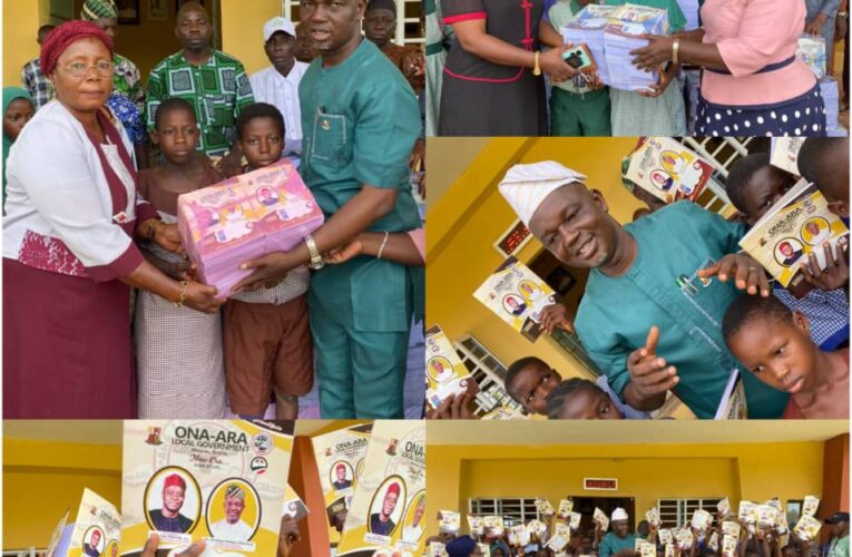 BREAKING: Ona Ara LG Chair, Dr. Temitope GLORIOUS, Launches Distribution of Exercise Books to Primary Schools