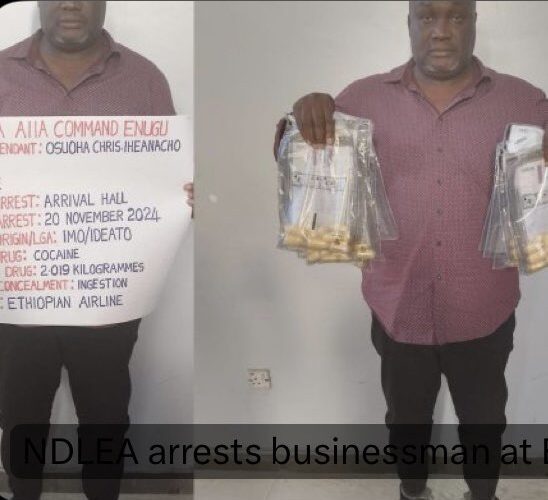 50-Year-Old Man Arrested At The Airport For Ingesting 90 Wraps Of Cocaine 