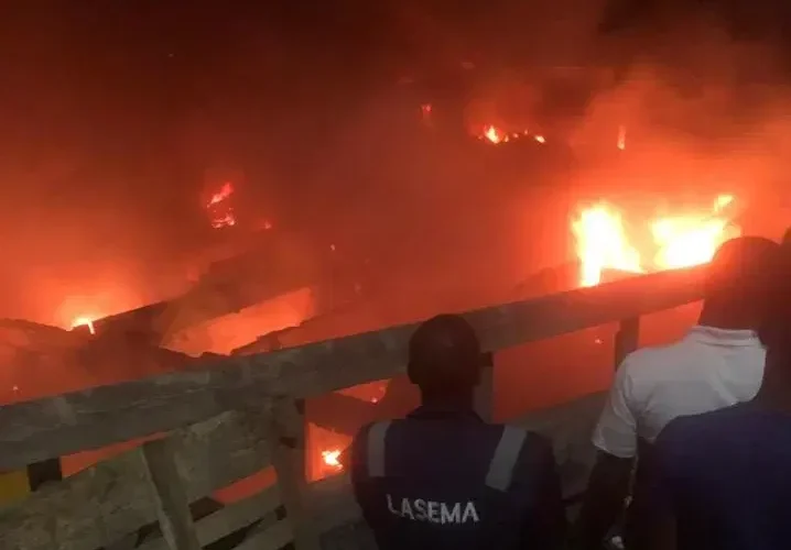 Fire guts shops at Lagos spare parts market