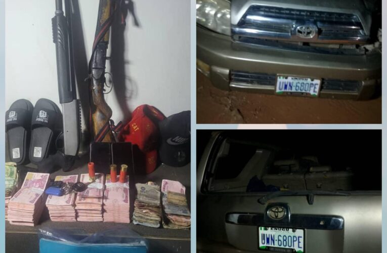 Guns, Cash Recovered As Gunmen Abandon Their Vehicle After Accident