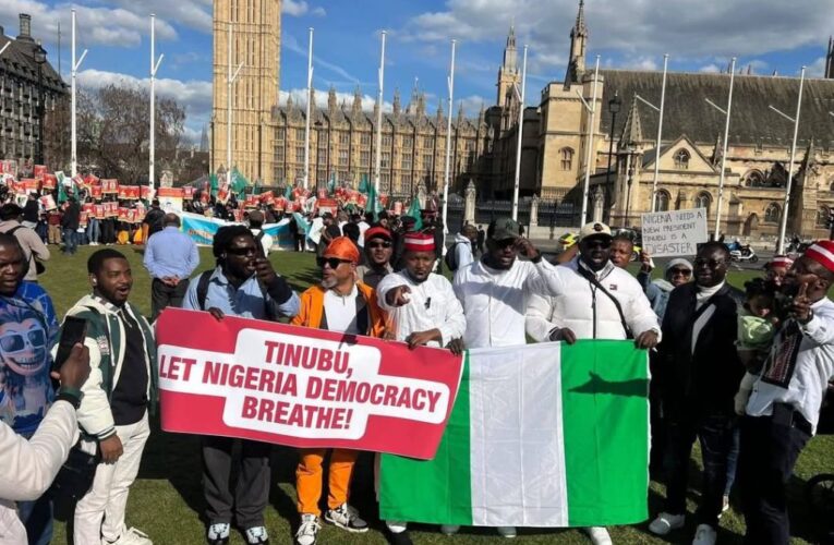 2027: Nigerians Protest At UK Parliament, Demand Removal Of INEC Chairman