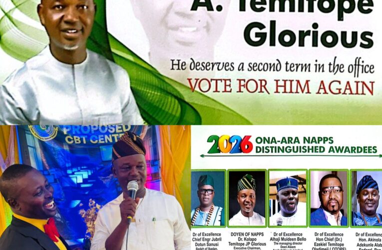 Never Walk Away from Your Roots: NAPPS Ona Ara Honours, Canvasses Support for Dr. Temitope GLORIOUS’ Second Term