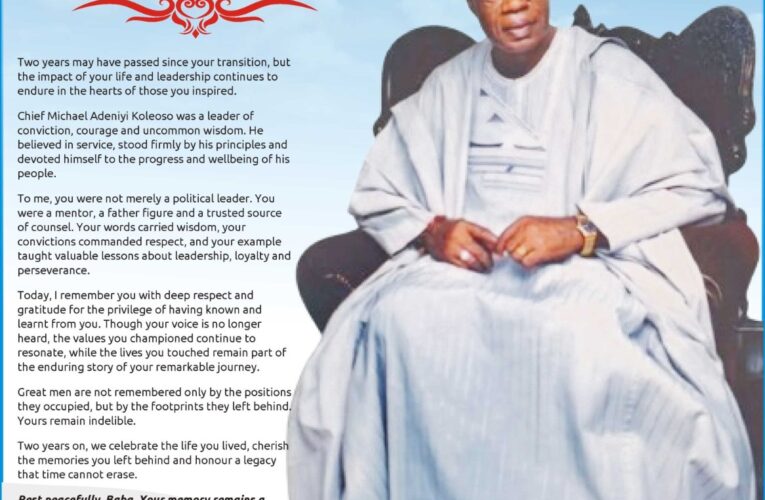 Two Years On, Your Legacy Endures || By Hon. Adebisi Adeniyi 