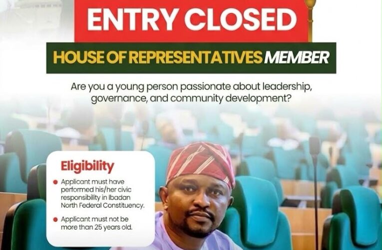 Ibadan North Rep, Folajimi Oyekunle (DON), Closes Applications for One-Day Representative Programme