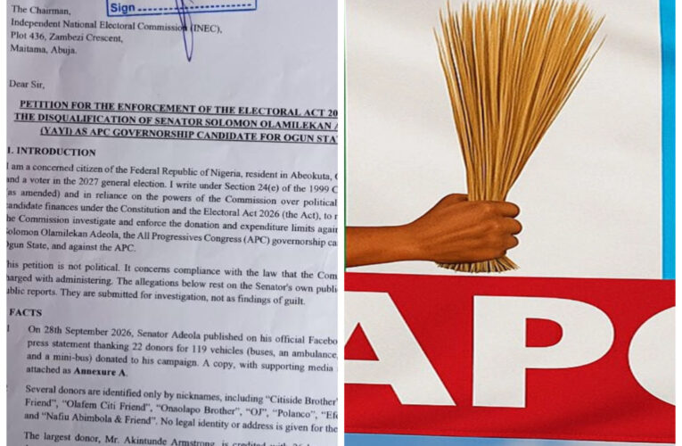 INEC receives petition to disqualify APC Gov candidate over alleged electoral act violation